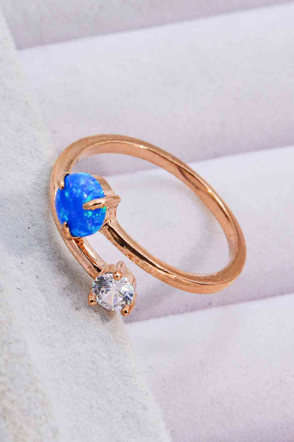 Bague Ouverte Opale et Zircon