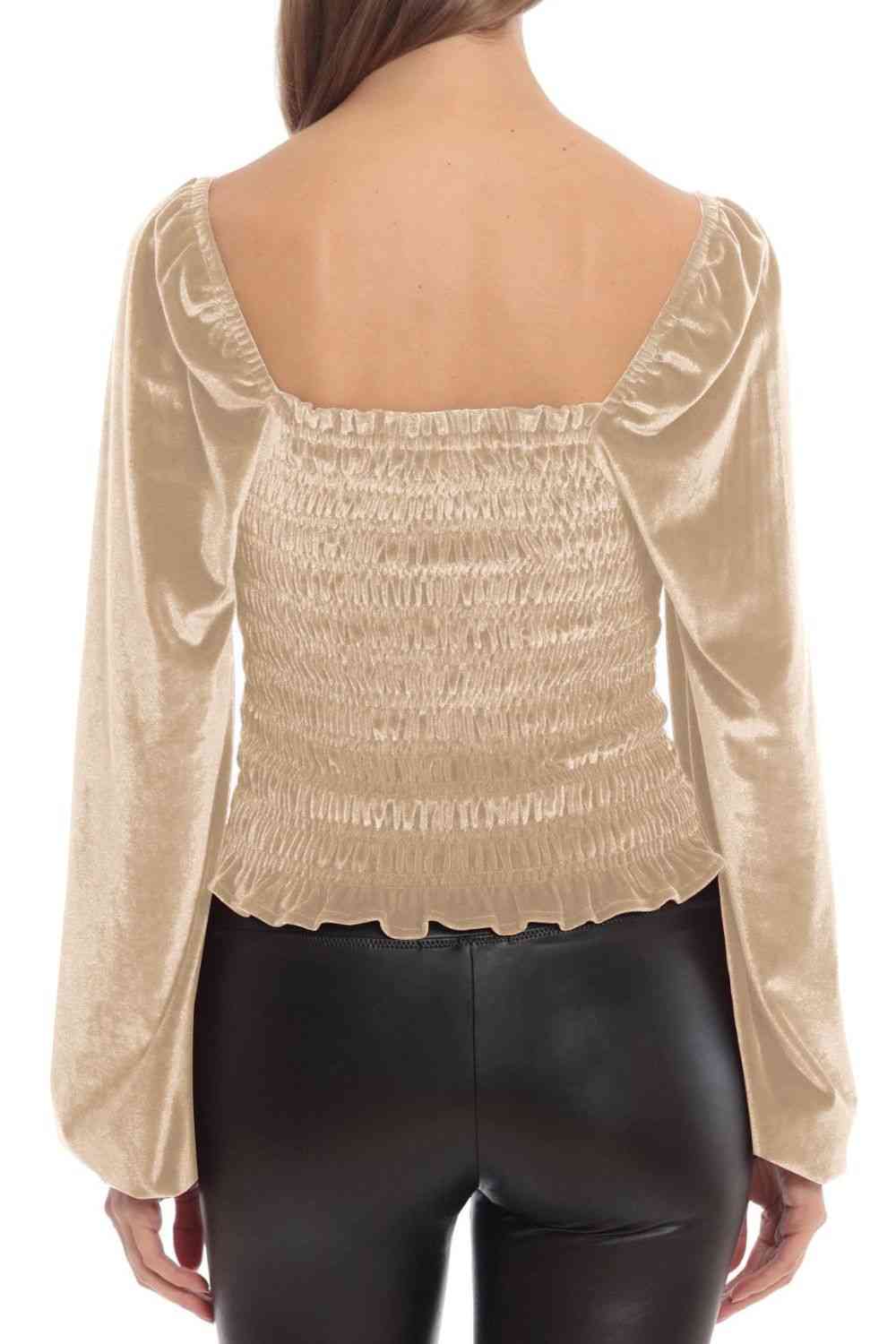 Blusa de manga larga con cuello cuadrado y fruncido de Double Take