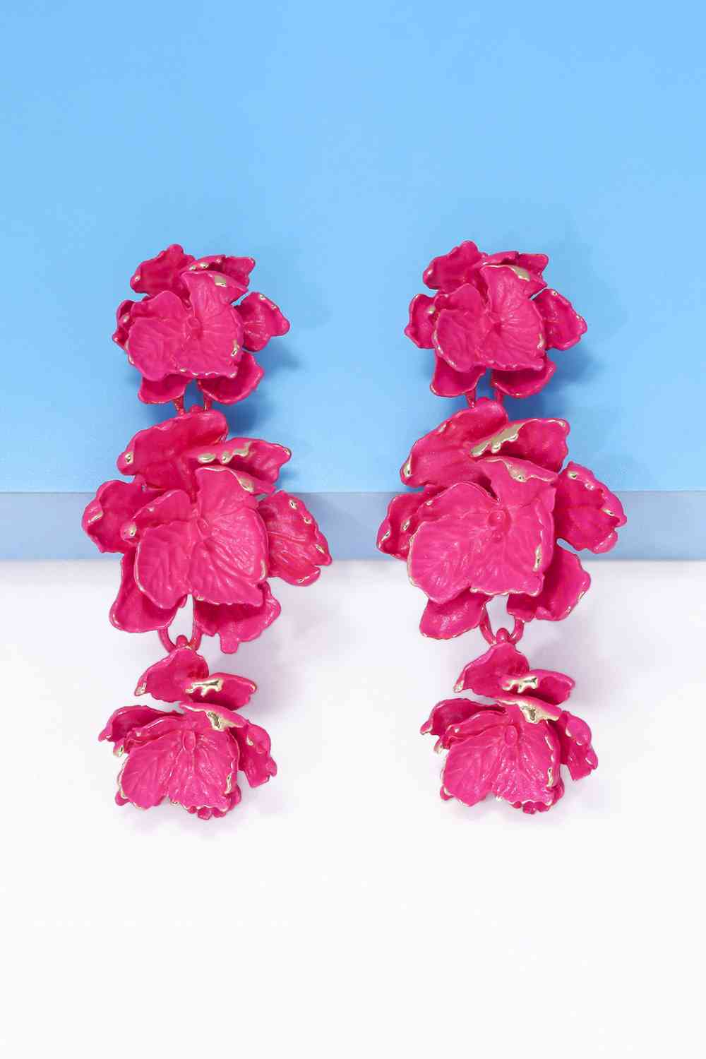 Boucles d'oreilles pendantes en alliage de zinc en forme de fleur