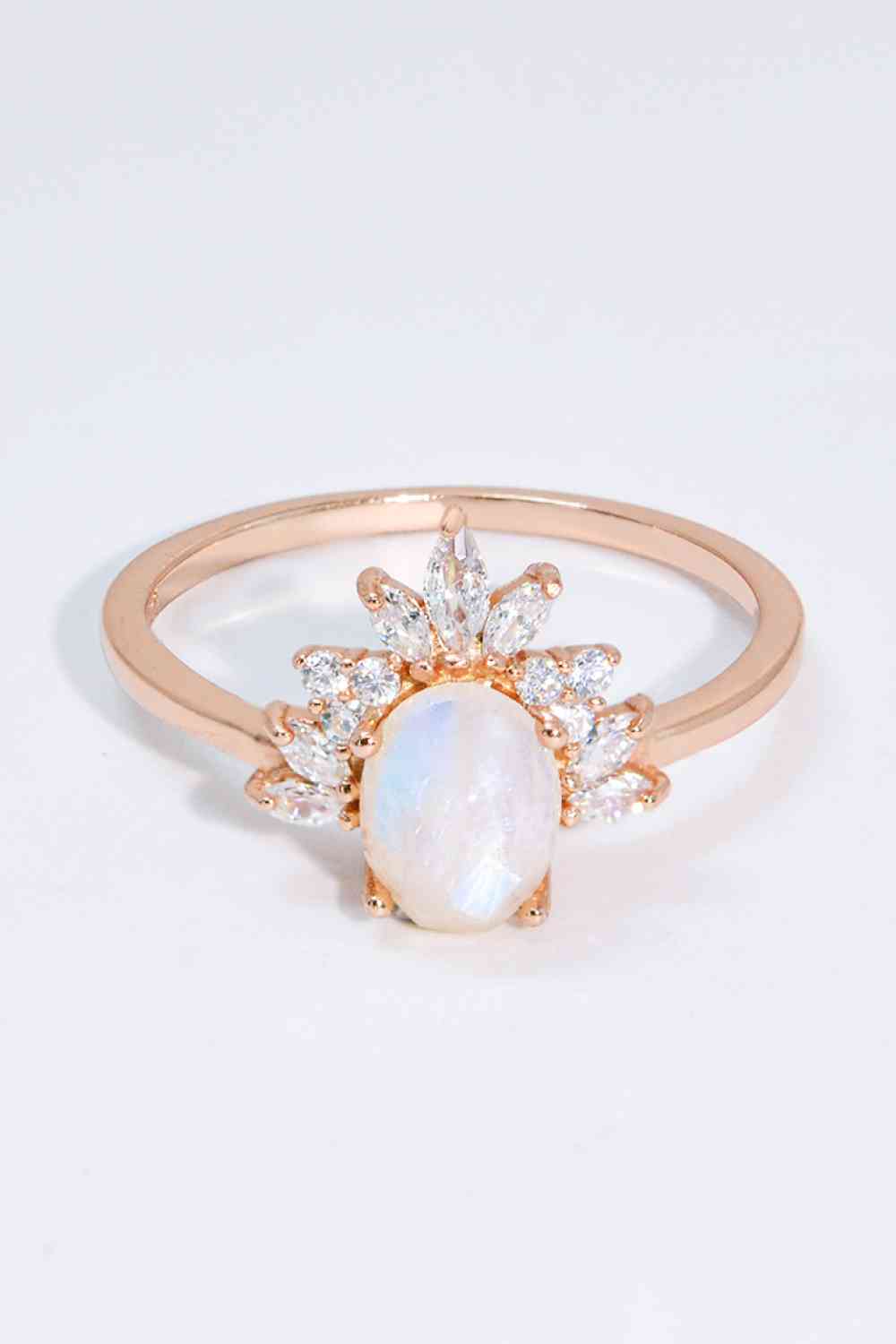 Anillo De Piedra Luna Natural Chapado En Oro Rosa De 18 Quilates