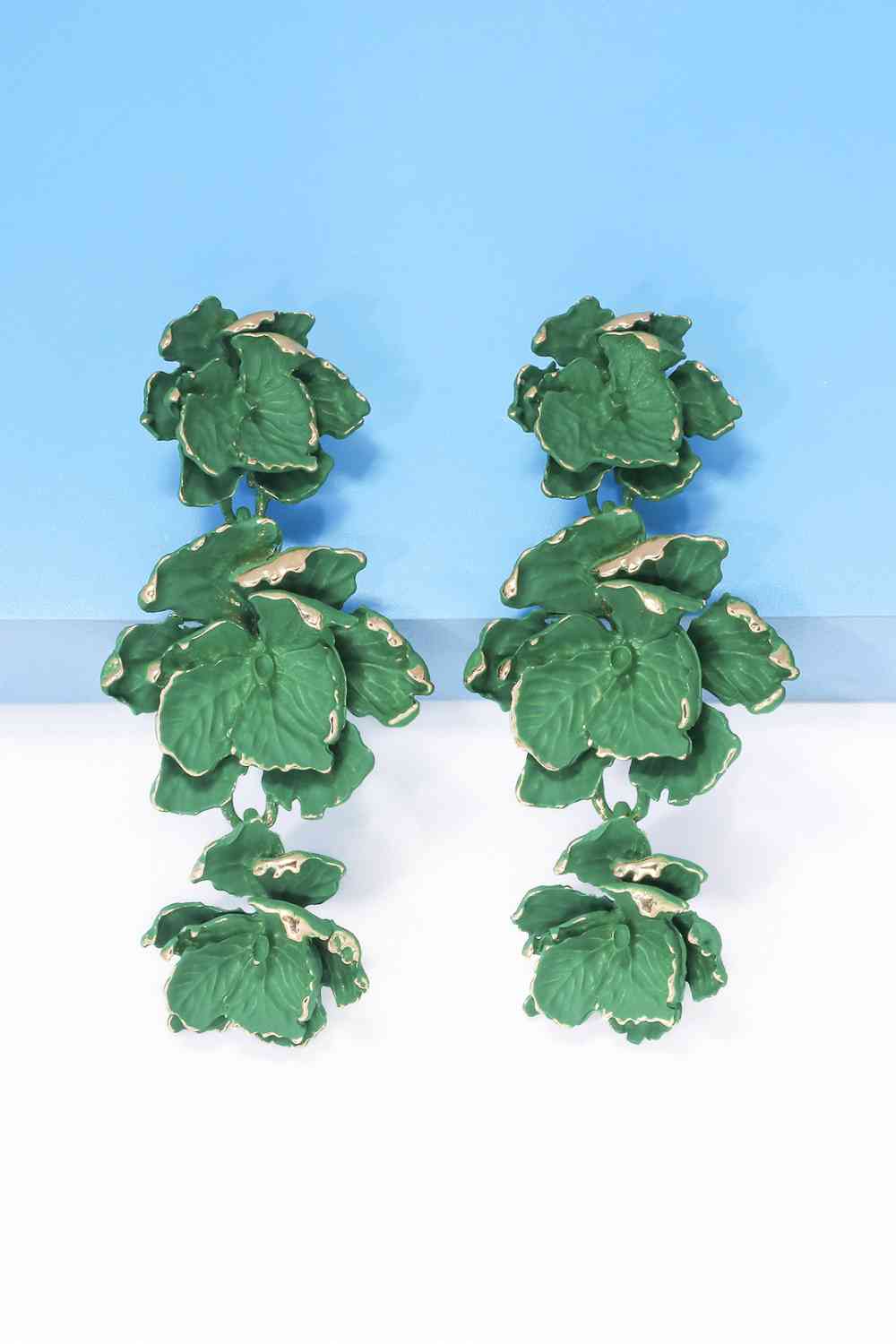 Boucles d'oreilles pendantes en alliage de zinc en forme de fleur