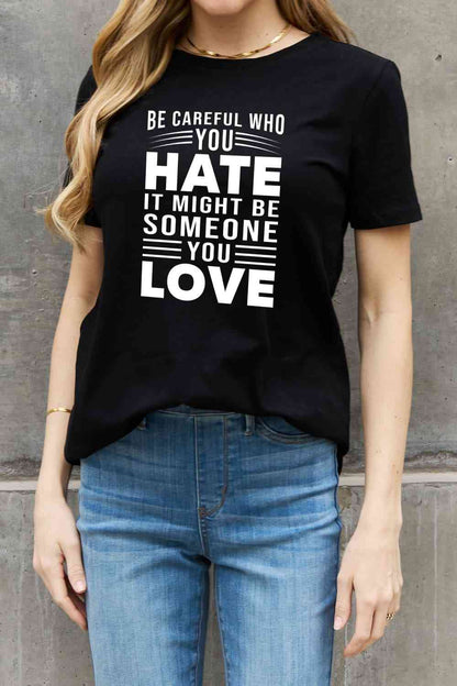 T-shirt en coton graphique à slogan pleine taille Simply Love