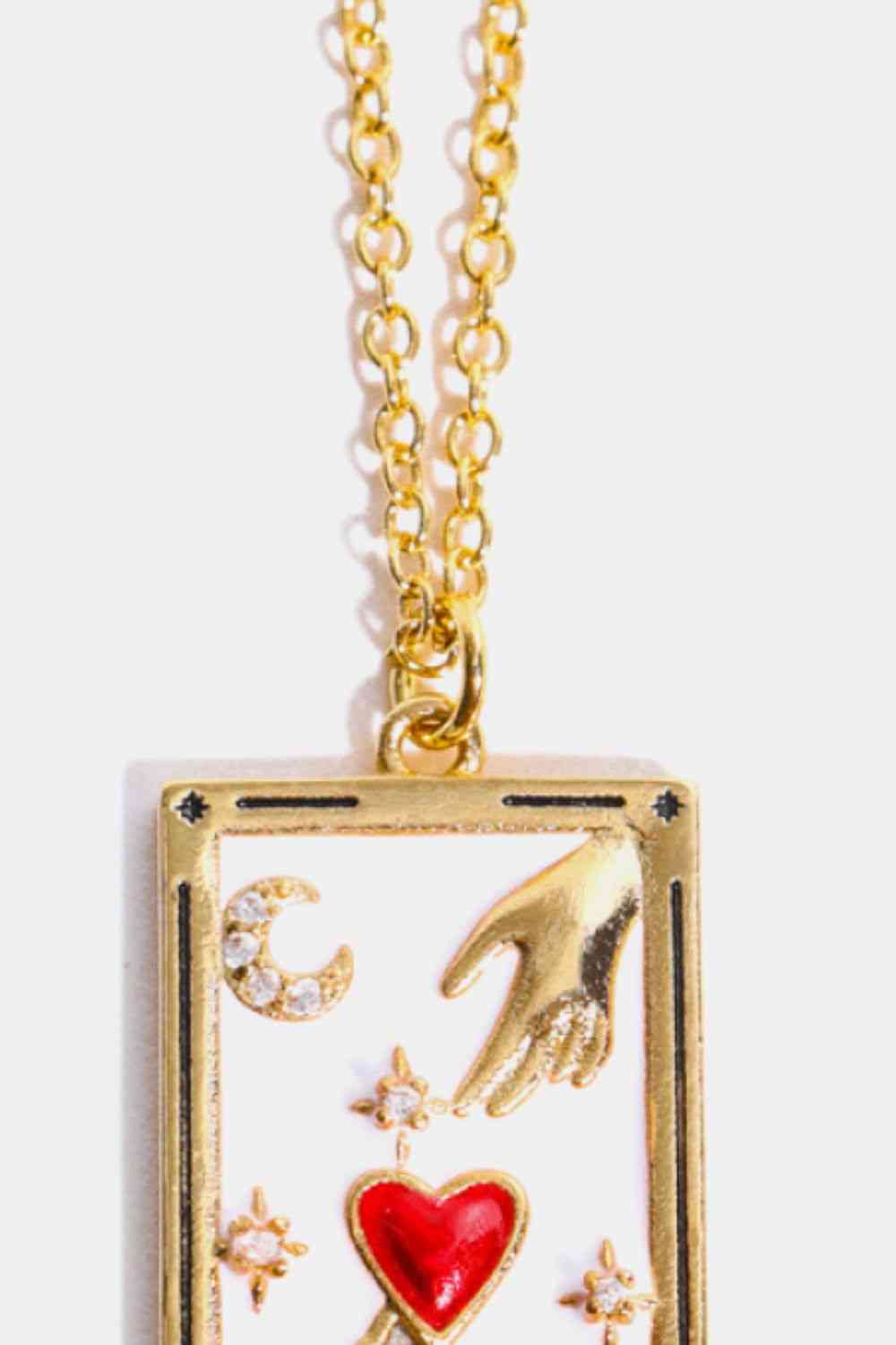 Collier en acier inoxydable avec pendentif carte de tarot