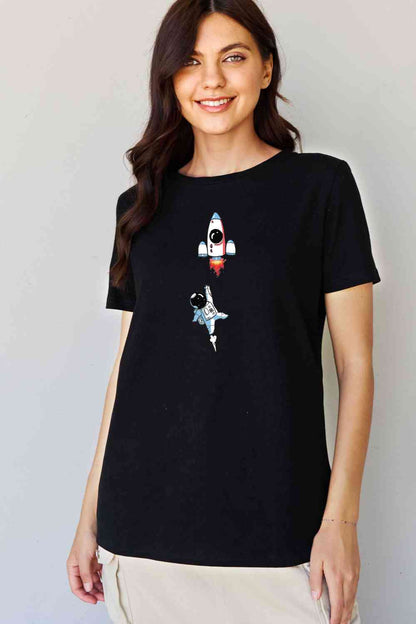 Simply Love T-shirt en coton avec image d'astronaute pleine taille