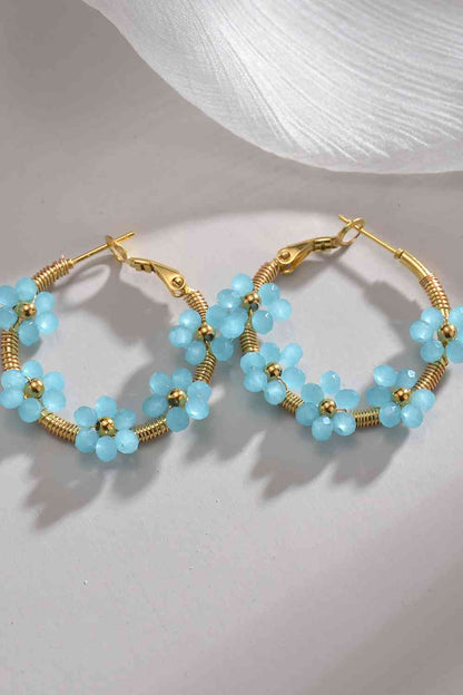 Pendientes de acero inoxidable con flores