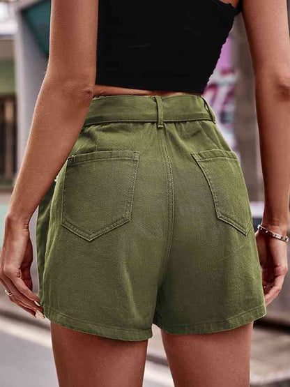 Short cargo en jean taille haute