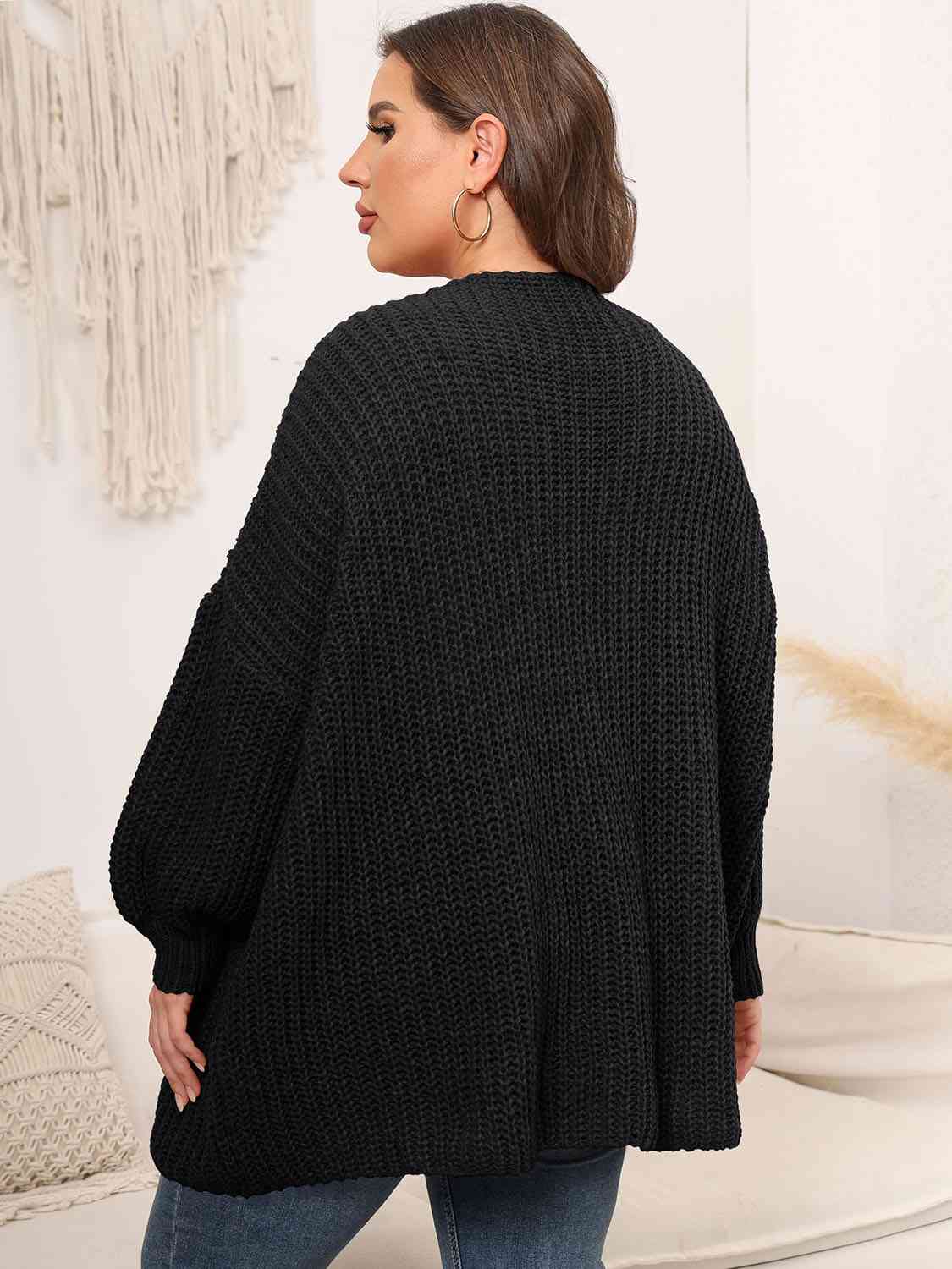 Cardigan en tricot ouvert sur le devant à épaules tombantes de grande taille