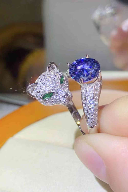 Bague de dérivation animale réglable en moissanite de 2 carats