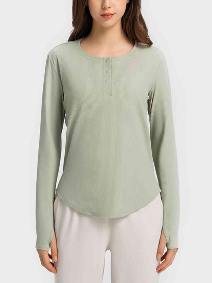 Round Neck Long Sleeve Sport Top