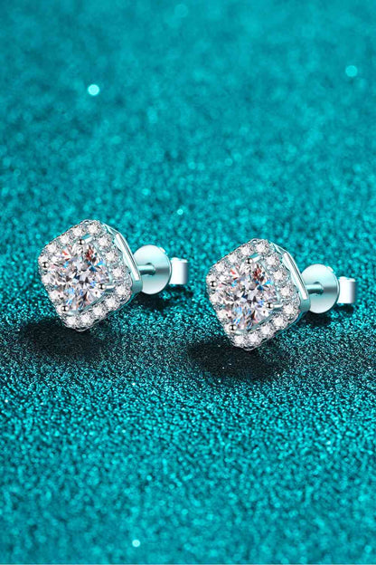 Boucles d'oreilles carrées en moissanite incrustée de 2 carats en argent sterling 925