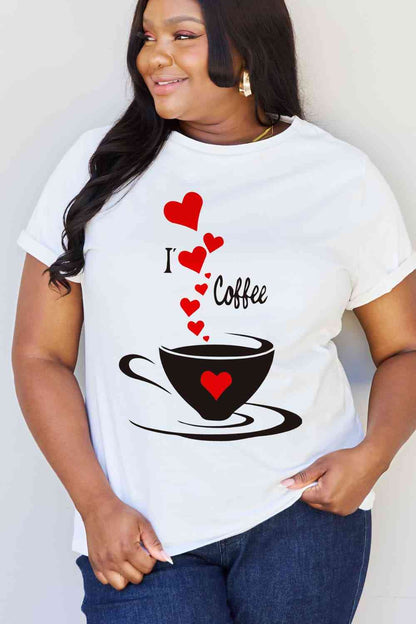 Simply Love T-shirt en coton graphique I LOVE COFFEE pleine taille