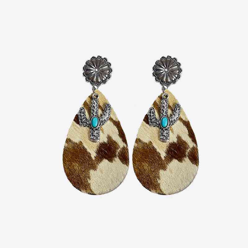 Boucles d'oreilles pendantes cactus turquoise