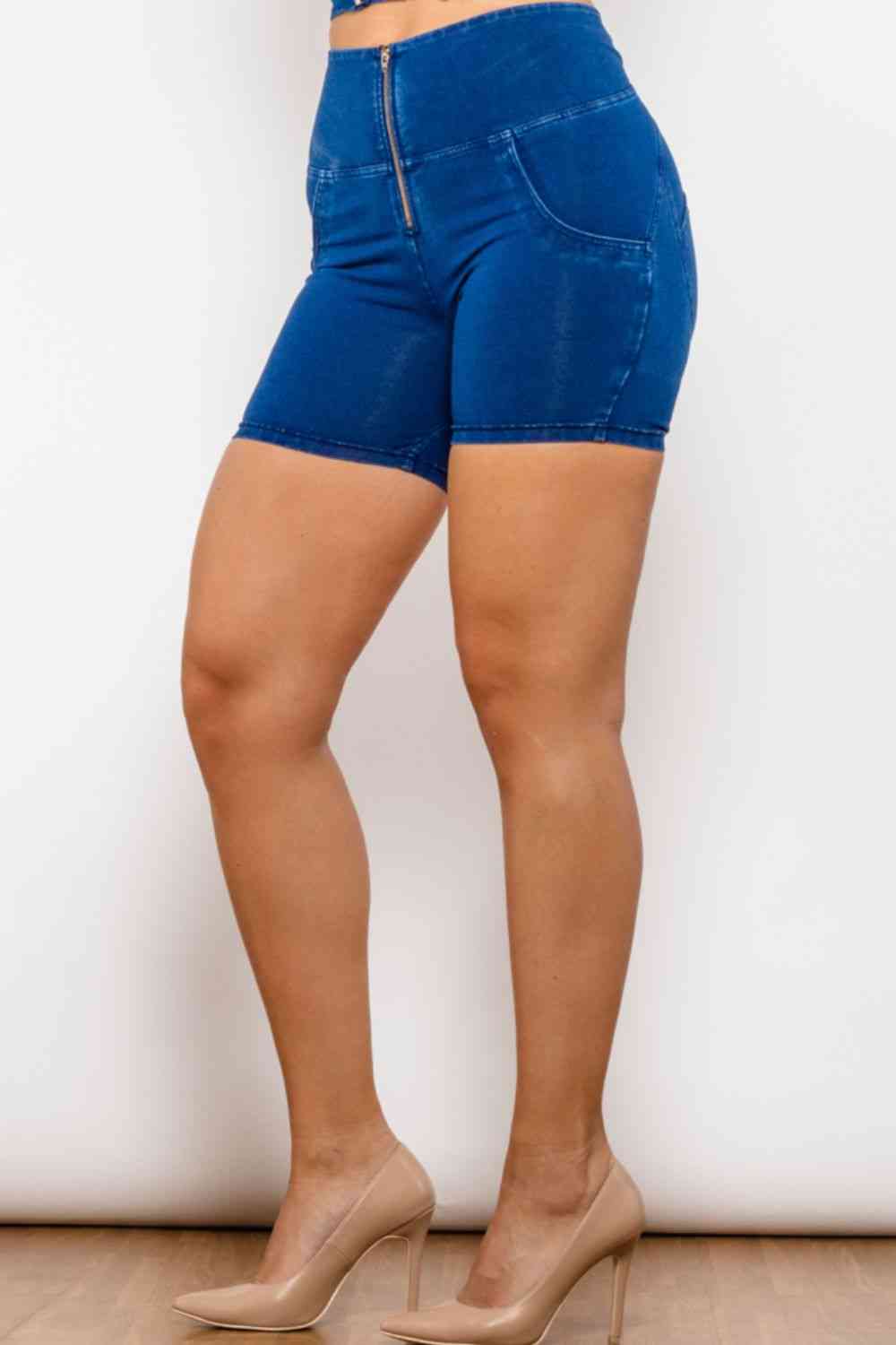 Full Size Zip Closure Denim Shorts