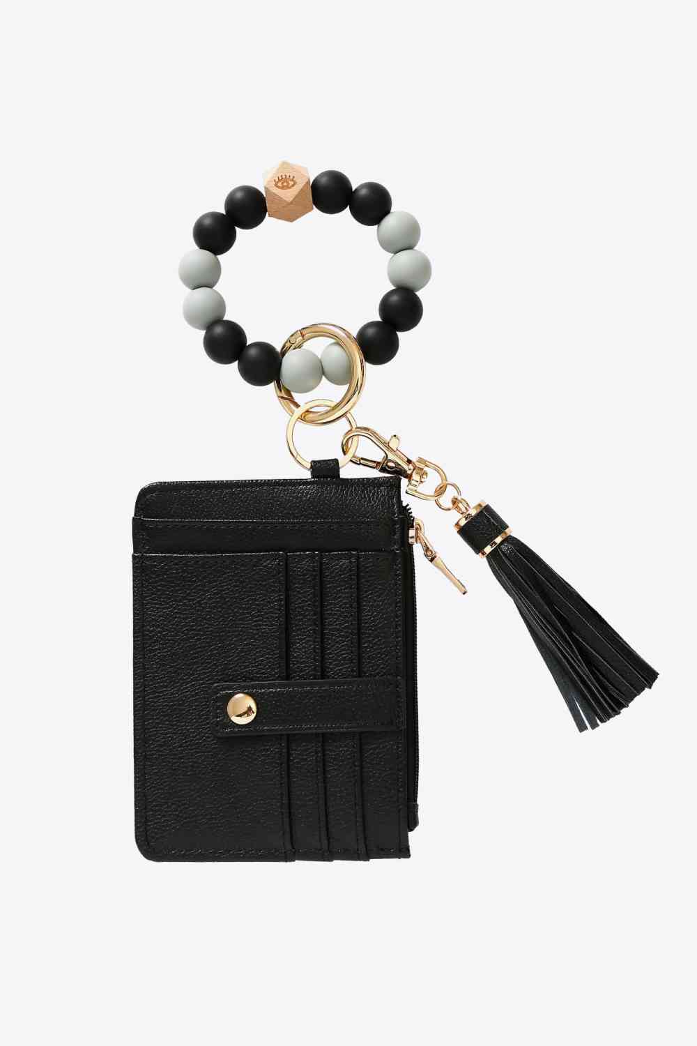 Porte-clés bracelet perlé avec portefeuille