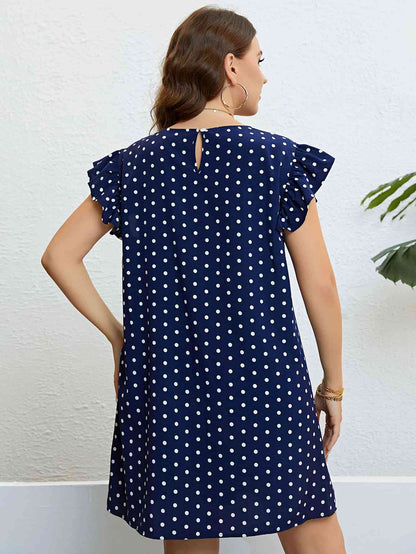 Robe Col Rond à Pois Grande Taille