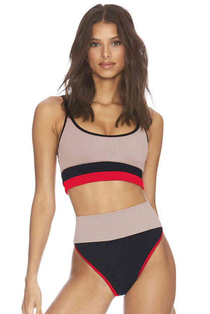 Color Block Spaghetti Strap Two-Piece Swim Set