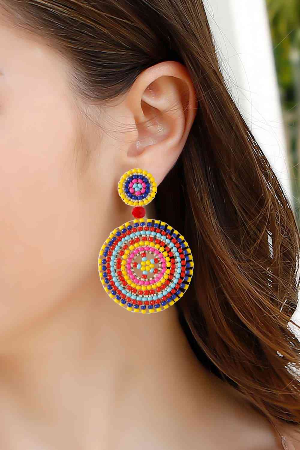 Boucles d'oreilles pendantes de forme ronde de style Boho en perles