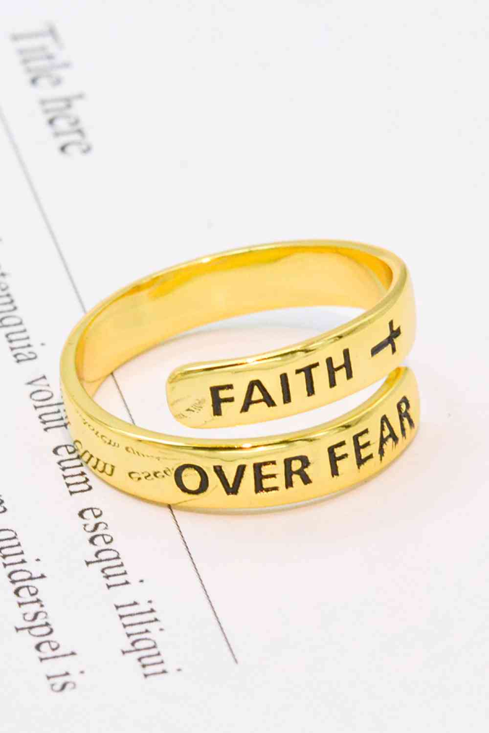 Bague de contournement FAITH OVER FEAR en argent sterling 925