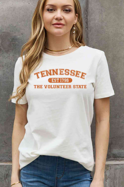 Simply Love Taille réelle TENNESSEE EST 1796 THE VOLUNTEER STATE T-shirt en coton graphique