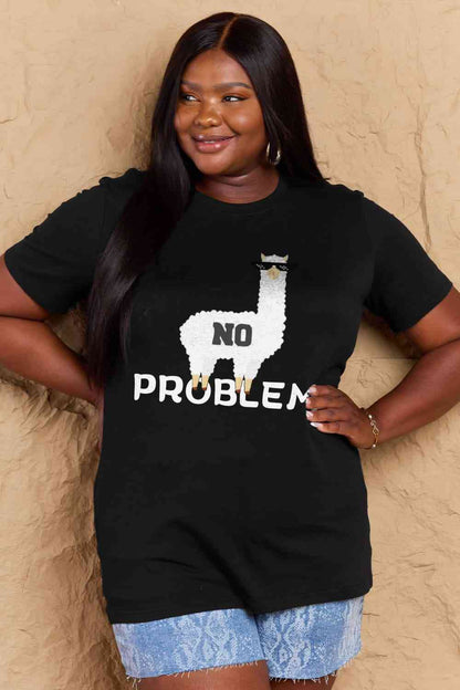 Simply Love T-shirt en coton graphique NO PROBLEM pleine taille