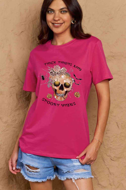 Simply Love Full Size THICK THIGHS AND SPOOKY VIBES Graphic Cotton T-Shirt