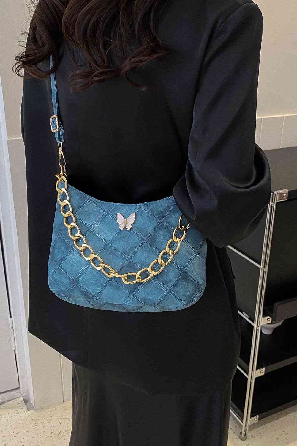 Butterfly Decor PU Leather Shoulder Bag