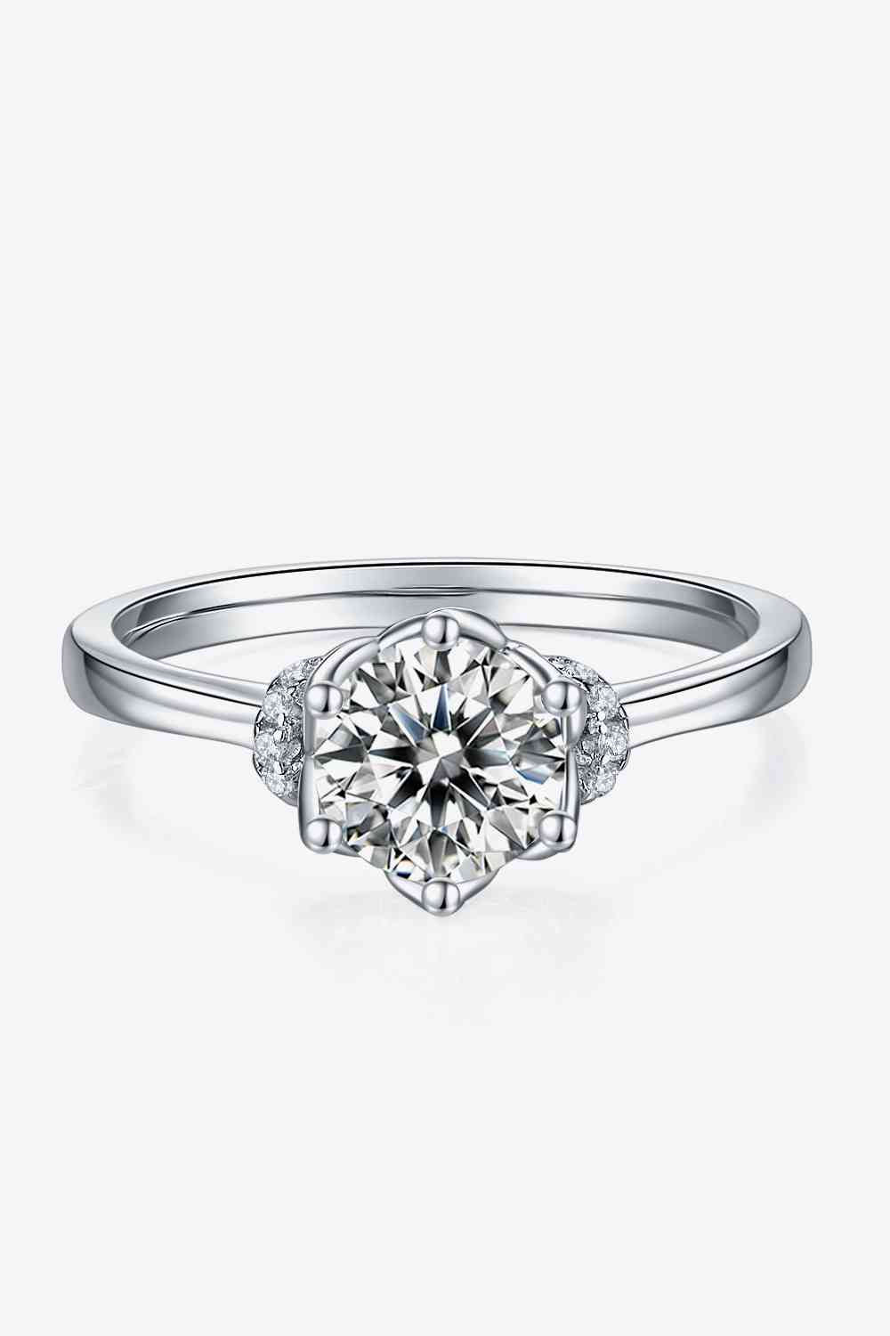 Bague en argent sterling 925 moissanite 1 carat