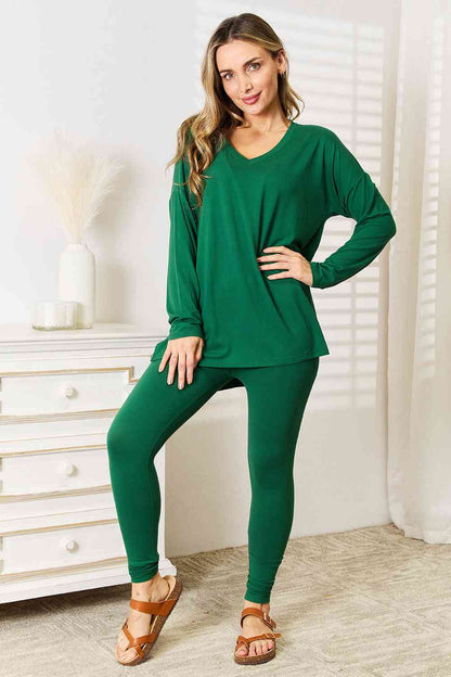 Zenana Lazy Days Ensemble haut à manches longues et leggings pleine taille