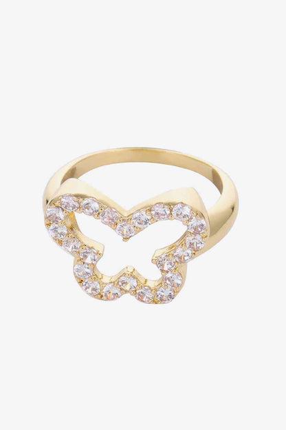 Bague en forme de papillon en strass