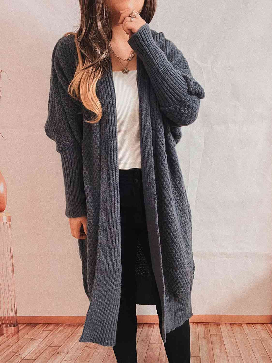 Cardigan long ouvert sur le devant