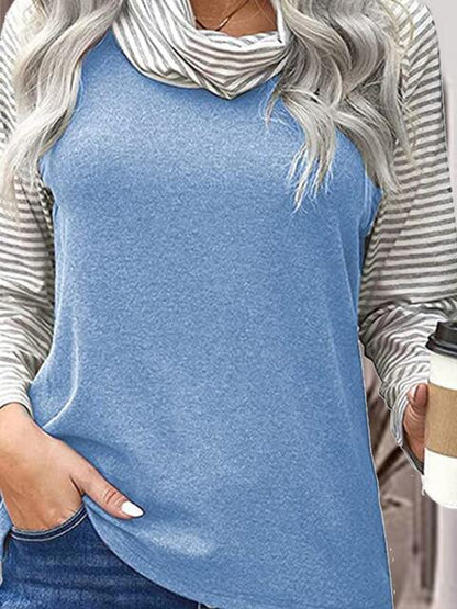 Camiseta de manga larga con cuello alto a rayas