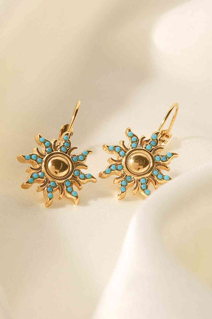 Boucles d'oreilles pendantes soleil turquoise