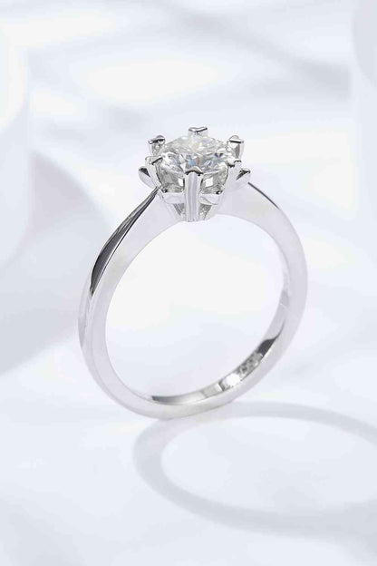 Bague solitaire moissanite en argent sterling 925