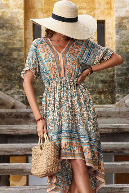 Vestido bohemio alto-bajo con espalda abierta