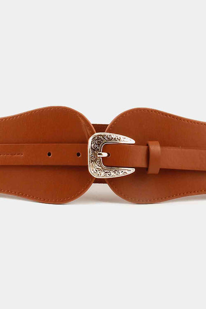 Wide Elastic Belt with Alloy Buckle