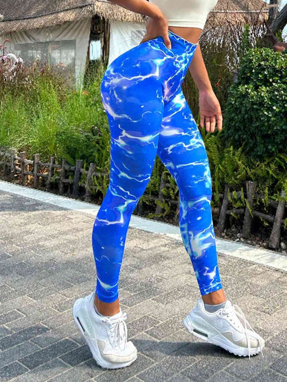 Pantalon actif long tie-dye coupe slim à taille haute