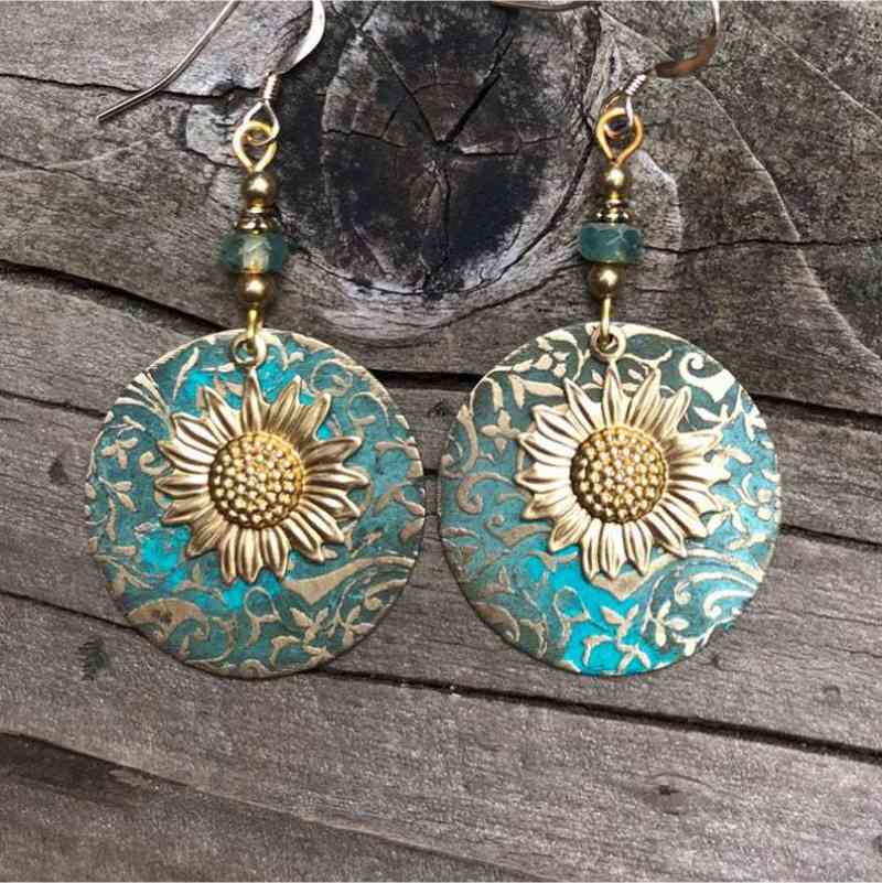 Boucles d'oreilles pendantes en alliage de tournesol