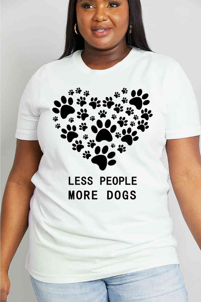 Simply Love Simply Love Taille réelle LESS PEOPLE MORE DOGS T-shirt en coton avec motif cœur