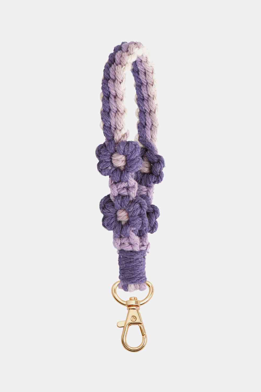 Bracelet en forme de fleur avec fermeture en alliage de zinc, porte-clés en macramé
