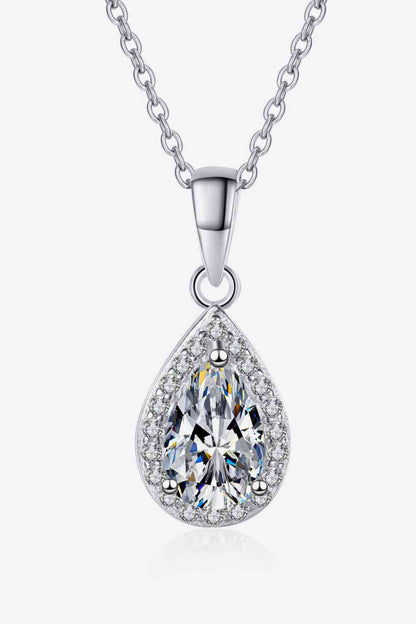 Collier pendentif en forme de larme Moissanite