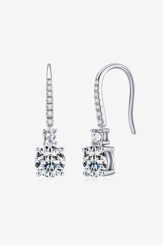 Boucles d'oreilles pendantes en argent sterling 925 moissanite 2 carats