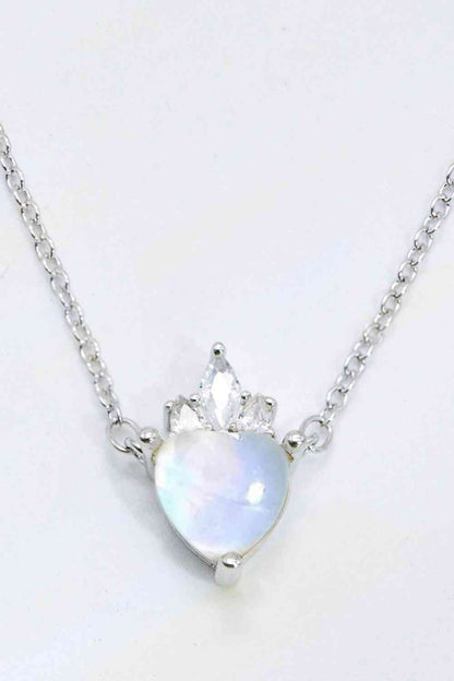 Collier pendentif coeur pierre de lune en argent sterling 925