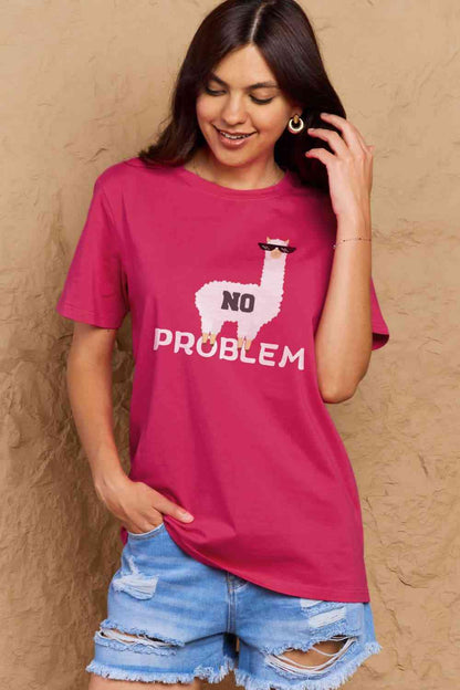 Simply Love T-shirt en coton graphique NO PROBLEM pleine taille