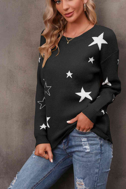 Jersey con cuello redondo y estrellas