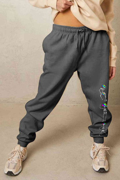 Pantalon de survêtement graphique SKELETON pleine taille Simply Love