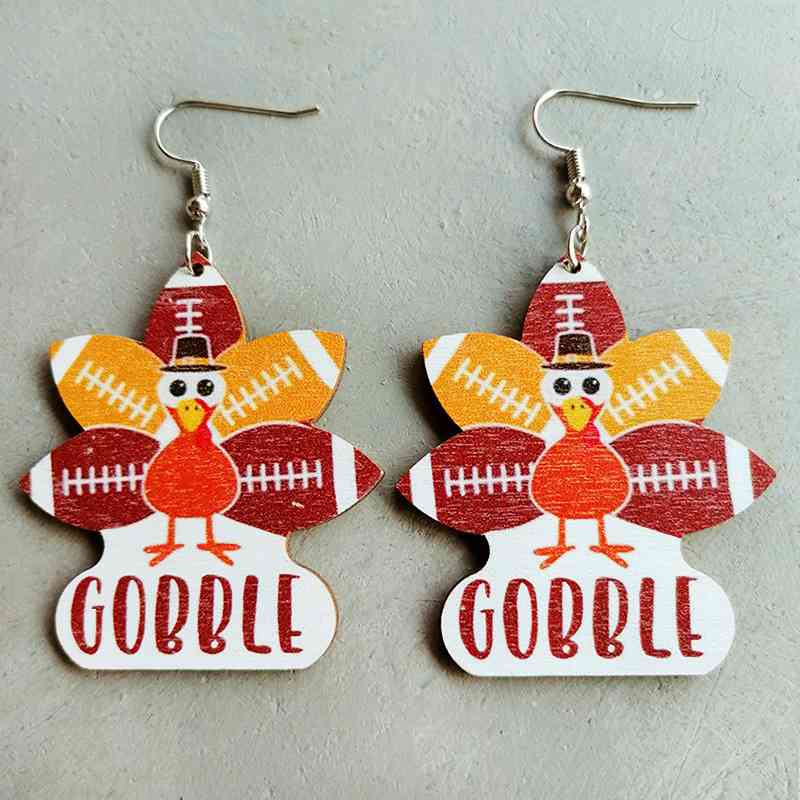 Boucles d'oreilles pendantes dinde de Thanksgiving