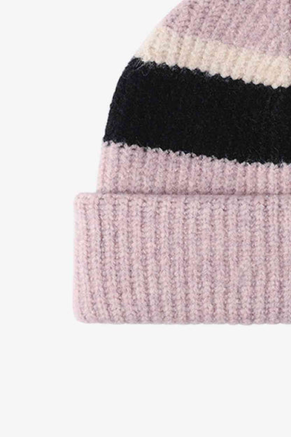 Gorro de punto con puños tricolor