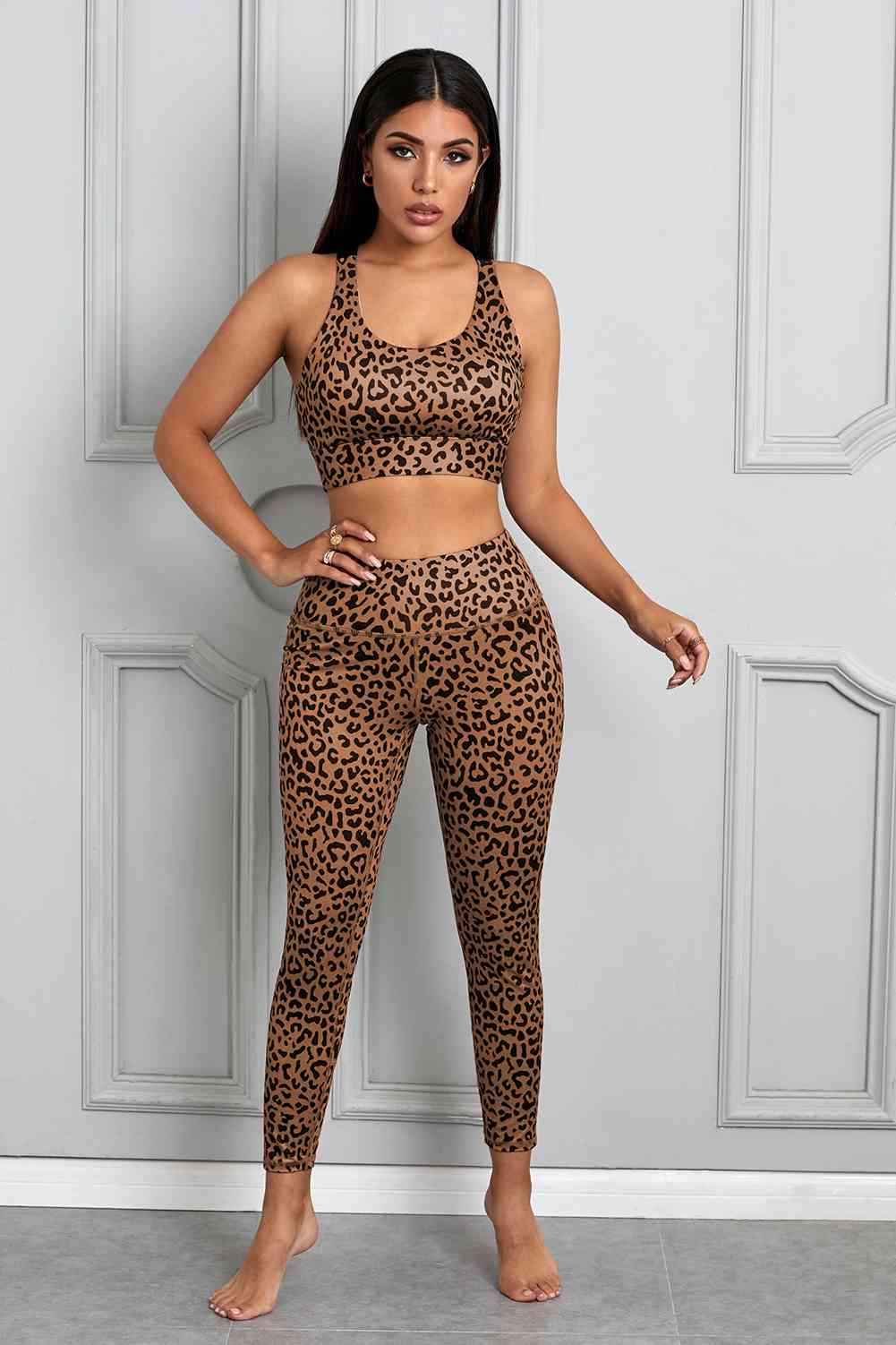 Conjunto de leggings y sujetador deportivo estampado