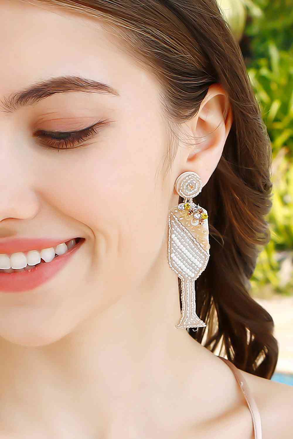 Boucles d'oreilles pendantes en verre de champagne