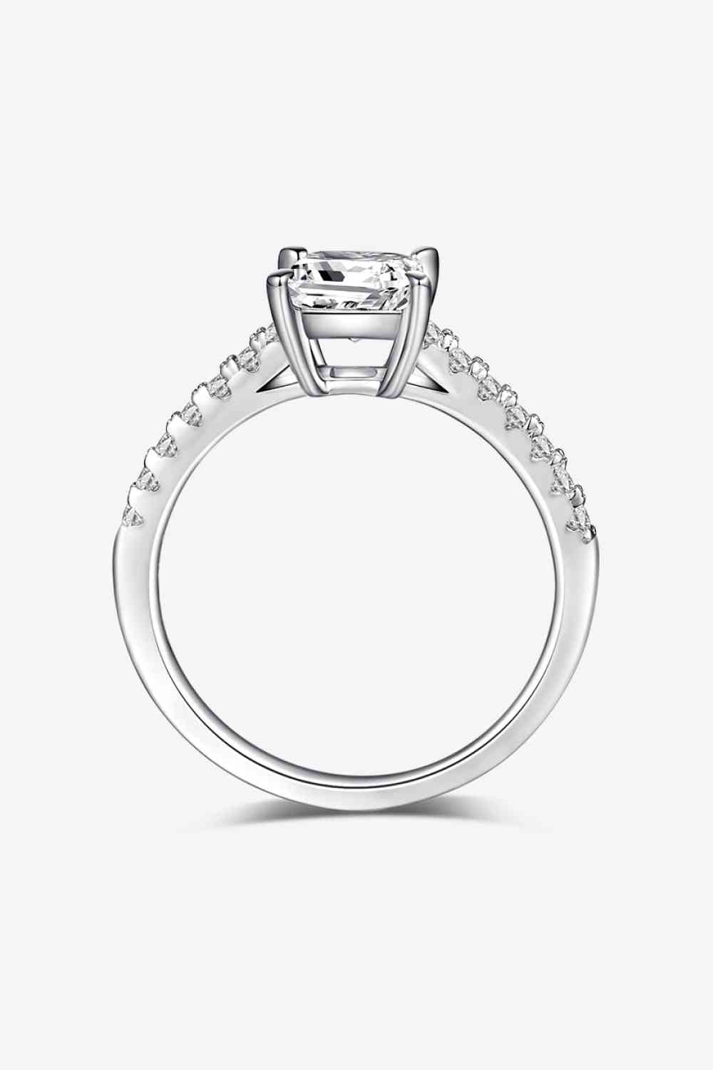 Bague en pierre latérale en argent sterling 925 moissanite 1,21 carat